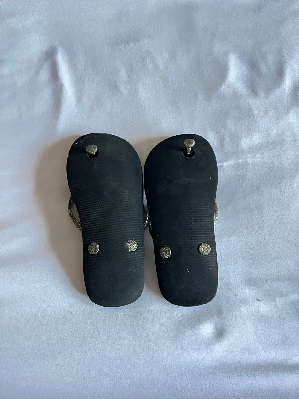 Black Glitter Flip Flops Sandals Slip On Summer Shoes Size Kids 1